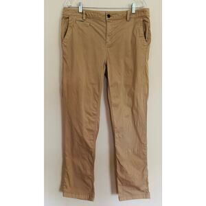Orvis Womens Khaki Tan Utility Chino Flat Front Cotton Spandex Straight Pants 12